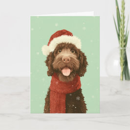 Chocolate Labradoodle Holiday Greeting Karte