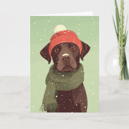 Chocolate Labradoodle Holiday Greeting Karte