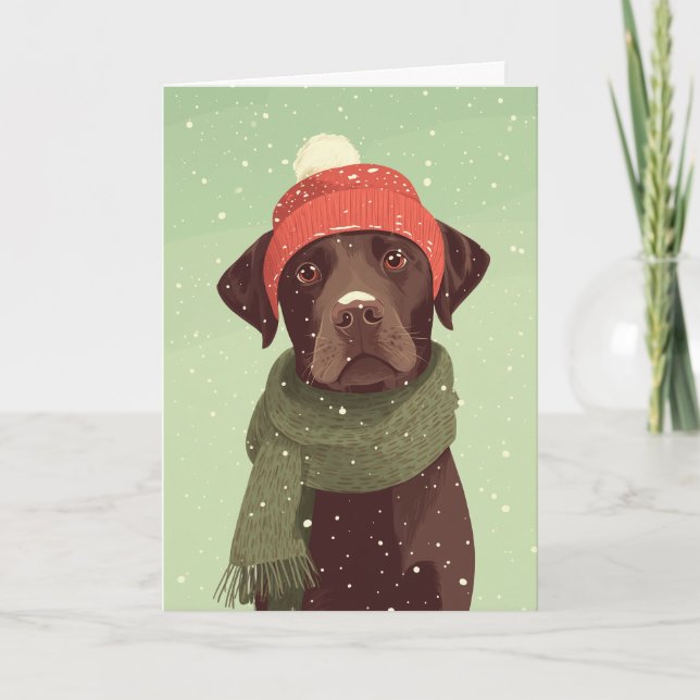 Chocolate Labradoodle-Weihnachtsgruß Karte (Vorderseite)
