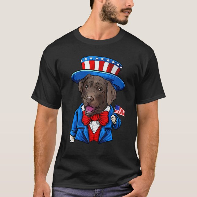 Chocolate-Labrador 4. Juli Labrador Retriever T-Shirt (Vorderseite)