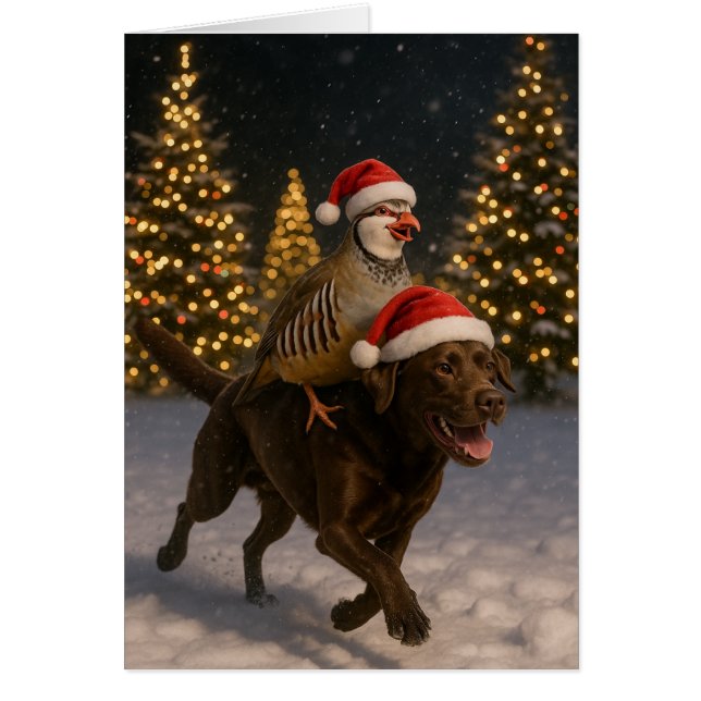 Chocolate Labrador and Partridge Christmas card (Vorne)