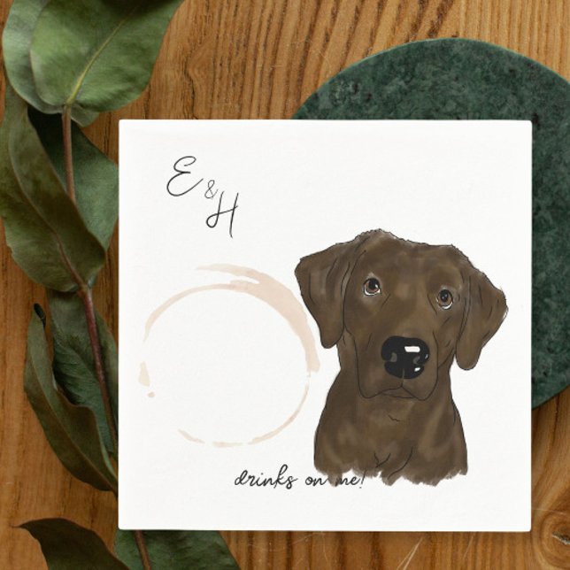 Chocolate Labrador Aquarell Hochzeitscocktail Napk Serviette (Von Creator hochgeladen)