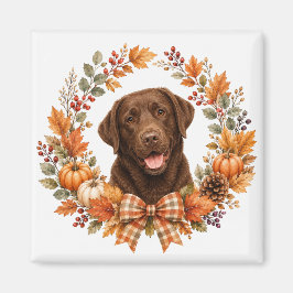 Chocolate-Labrador Autumn Magnet