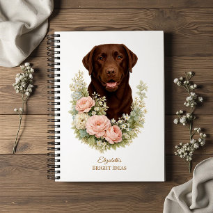 Chocolate-Labrador-Blumenporträt Notizbuch