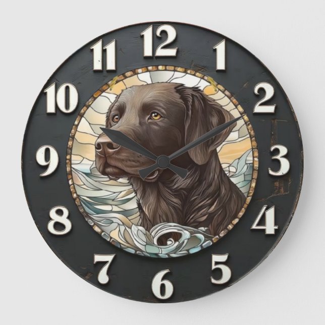 Chocolate Labrador Brown Labrador  Große Wanduhr (Vorderseite)