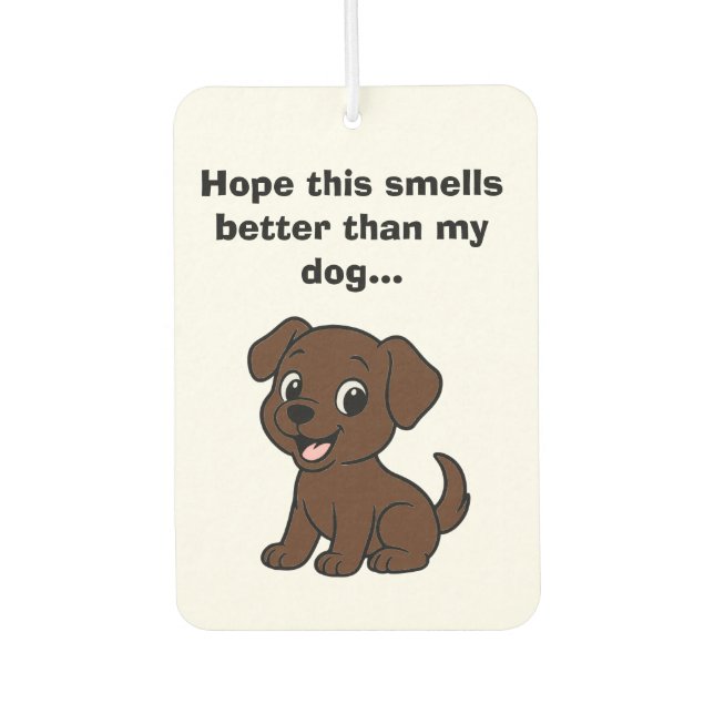 Chocolate-Labrador-Cartoon Autolufterfrischer (Vorderseite)