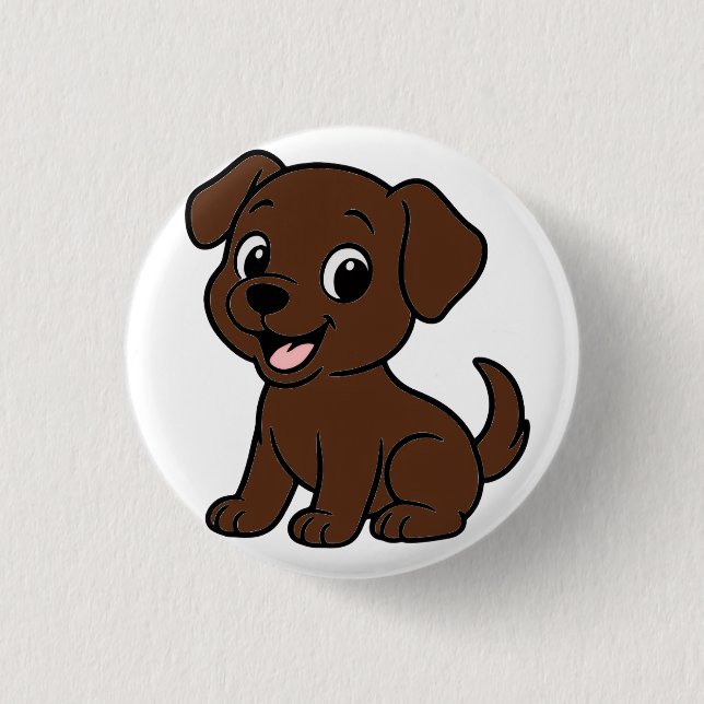 Chocolate-Labrador-Cartoon Button (Vorderseite)