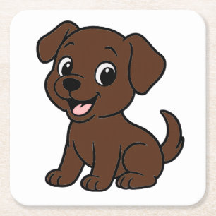 Chocolate-Labrador-Cartoon Rechteckiger Pappuntersetzer