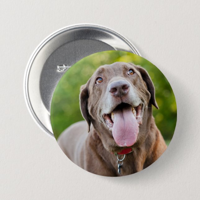 Chocolate Labrador Dog Button (Vorne & Hinten)