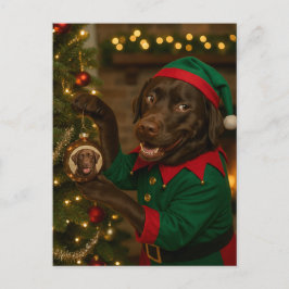 Chocolate Labrador Dog Christmas Holiday postcard Feiertagspostkarte