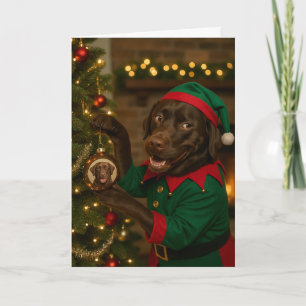 Chocolate Labrador hängender Christbaumschmuck Wei Feiertagskarte