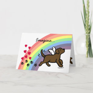 Chocolate Labrador Hearts Rainbow Bridge Karte