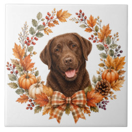 Chocolate Labrador Herbst Fliese