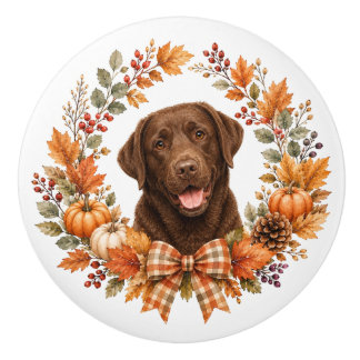 Chocolate Labrador Herbst Keramikknauf