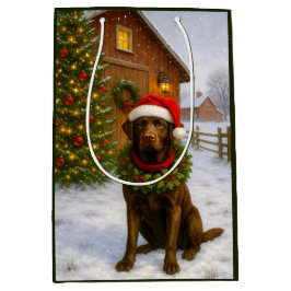 Chocolate Labrador Holiday Card Mittlere Geschenktüte
