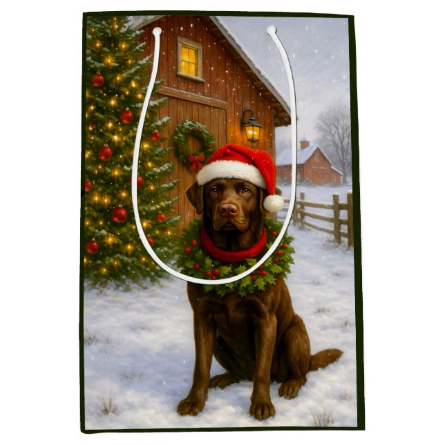Chocolate Labrador Holiday  Mittlere Geschenktüte (Vorderseite)