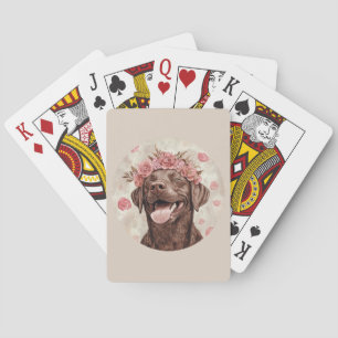 Chocolate Labrador Hund Rosa Fröhlich Spielkarten