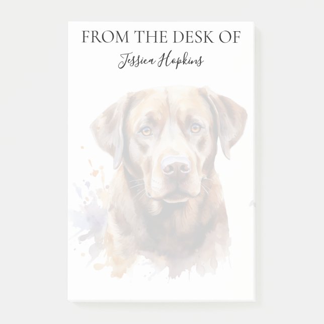 Chocolate-Labrador-Liebhaber monogrammierter Hund Post-it Klebezettel (Vorderseite)