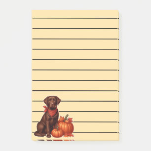 Chocolate Labrador mit rotem Bandana von Kürbissen Post-it Klebezettel