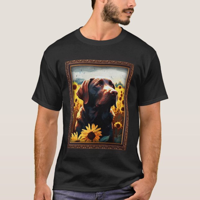Chocolate Labrador Painting Sunflower Flower Mom W T-Shirt (Vorderseite)
