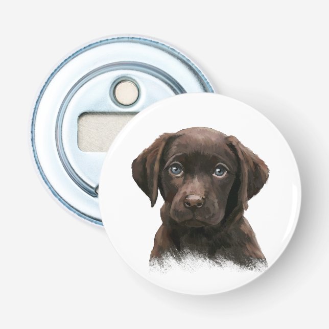 Chocolate Labrador Puppy Flaschenöffner (Vorderseite)