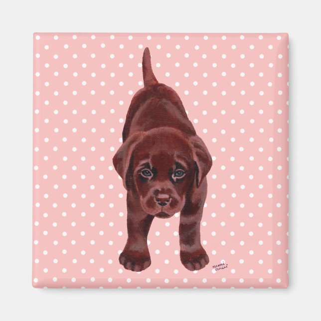 Chocolate Labrador Puppy Magnet (Vorne)