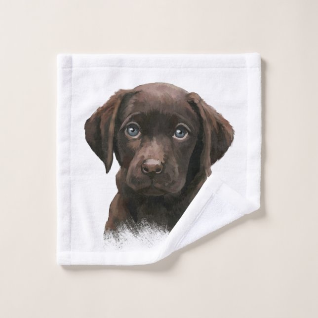 Chocolate Labrador Puppy Waschlappen (Waschlappen)
