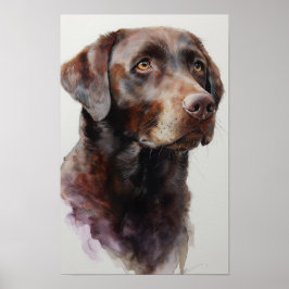 Chocolate-Labrador-Retriever Aquarell Poster