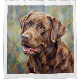 Chocolate Labrador Retriever Impressionistische Ku Duschvorhang