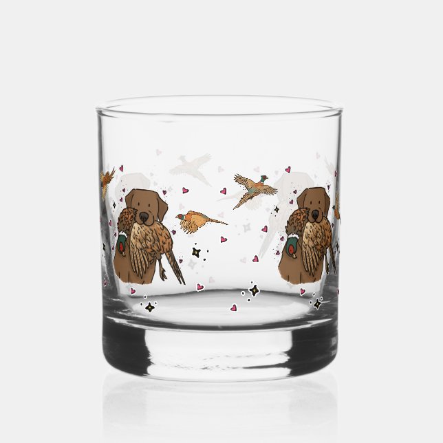Chocolate-Labrador-Retriever-Jagd Whiskyglas (Vorderseite)