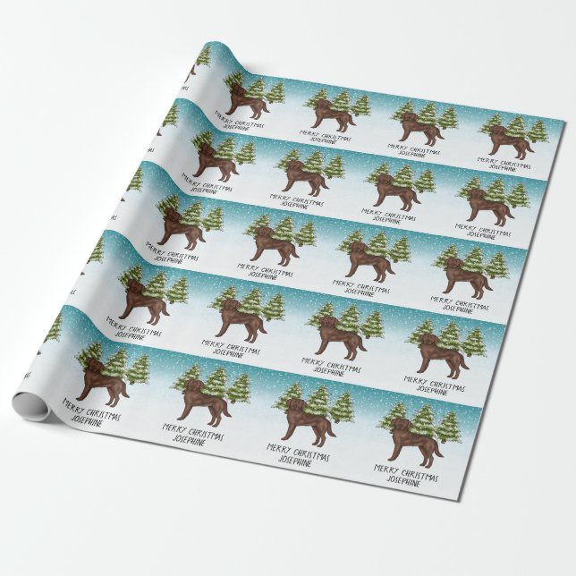 Chocolate Labrador Retriever Weihnachten Benutzerd Geschenkpapier (Ungerollt)