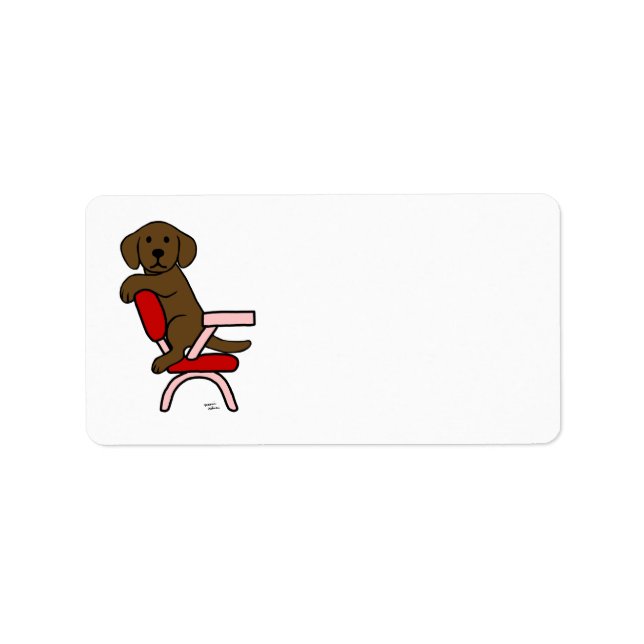 Chocolate Labrador Student 3 Cartoon Adressaufkleber (Vorne)