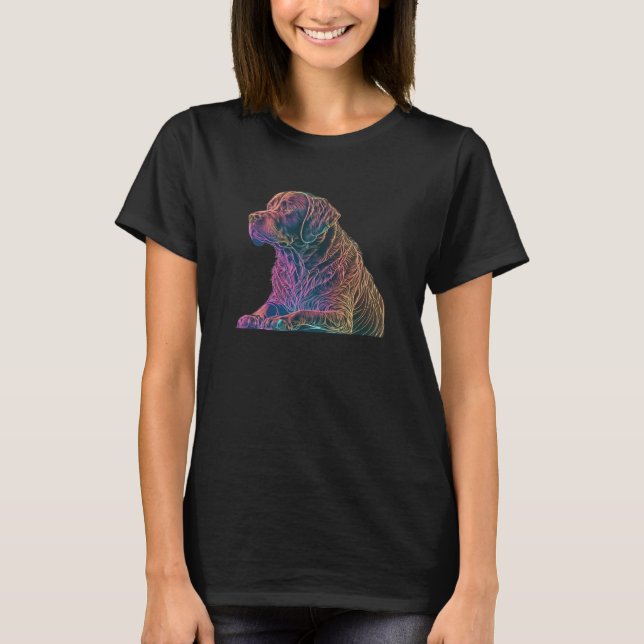 Chocolate Labrador Synthwave 80s Retrowave Aesthet T-Shirt (Vorderseite)