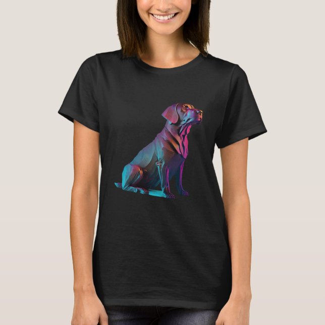 Chocolate Labrador Synthwave 80s Retrowave Aesthet T-Shirt (Vorderseite)