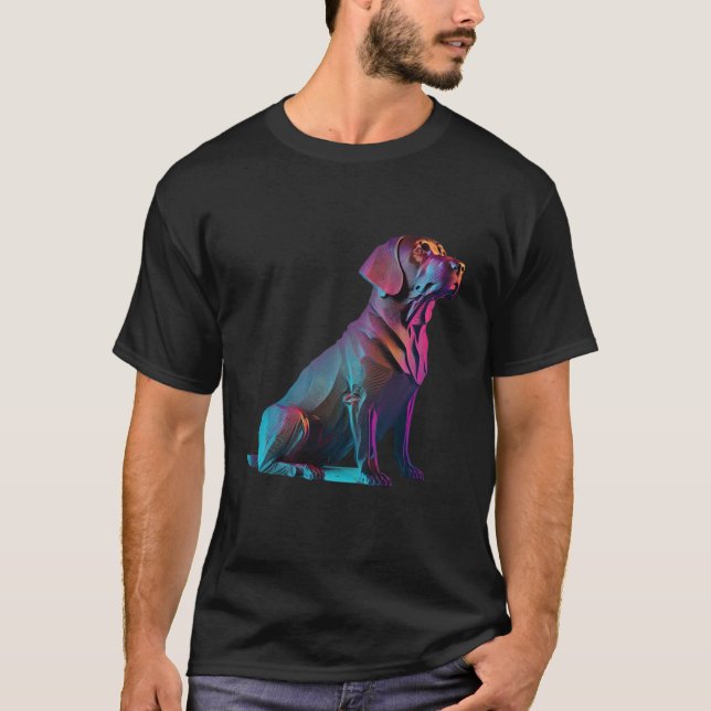 Chocolate Labrador Synthwave 80s Retrowave Aesthet T-Shirt (Vorderseite)