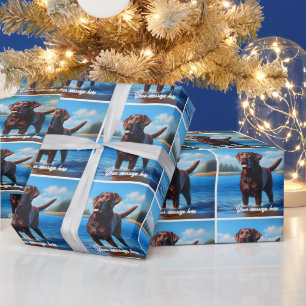Chocolate Labrador und See Geschenkpapier