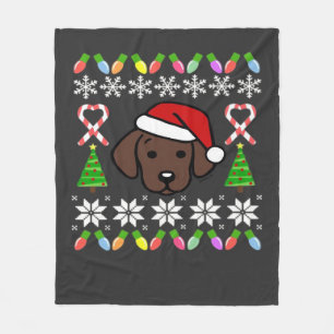 Chocolate-Labrador-Welpe Weihnachten Santa Oversiz Fleecedecke