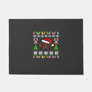 Chocolate-Labrador-Welpe Weihnachten Santa Oversiz Fußmatte