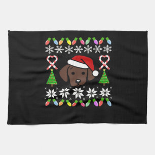 Chocolate-Labrador-Welpe Weihnachten Santa Oversiz Geschirrtuch