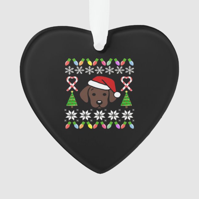 Chocolate-Labrador-Welpe Weihnachten Santa Oversiz Ornament (Vorderseite)
