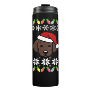 Chocolate-Labrador-Welpe Weihnachten Santa Oversiz Thermosbecher