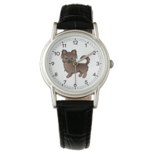 Chocolate Langhaar Chihuahua Süßer Cartoon-Hund Armbanduhr
