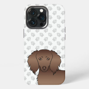 Chocolate Langhaar-Dachshund-Carrickatur-Hundekopf iPhone 13 Pro Hülle