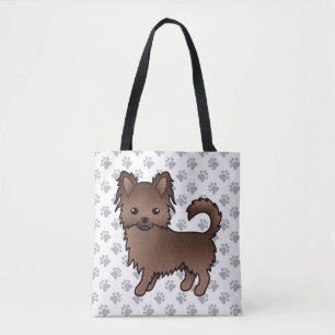 Chocolate Long Coat Chihuahua Cartoon Hund & Pfote