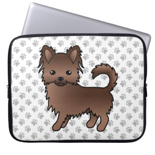Chocolate Long Coat Chihuahua Cartoon Hund & Pfote Laptopschutzhülle