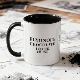 Chocolate Lover Black Script Personalized Name Est Tasse