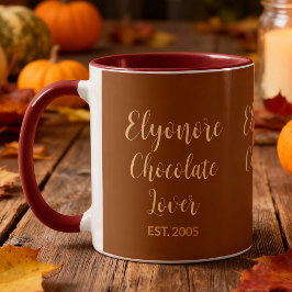 Chocolate Lover Cream Script Personalized Name Est Tasse