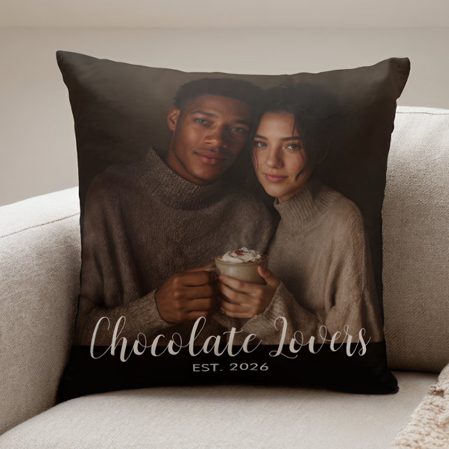 Chocolate Lovers Couple Established Photo Gift Kissen (Von Creator hochgeladen)