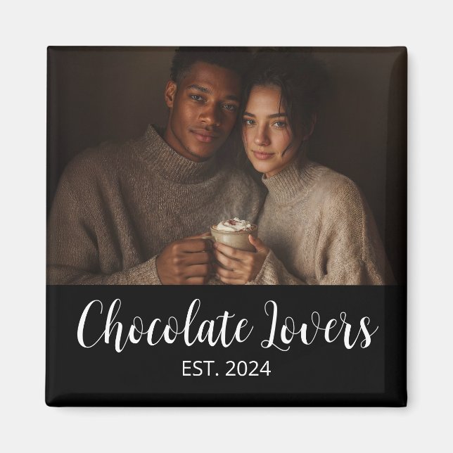 Chocolate Lovers Couple Established Photo Gift Magnet (Vorne)