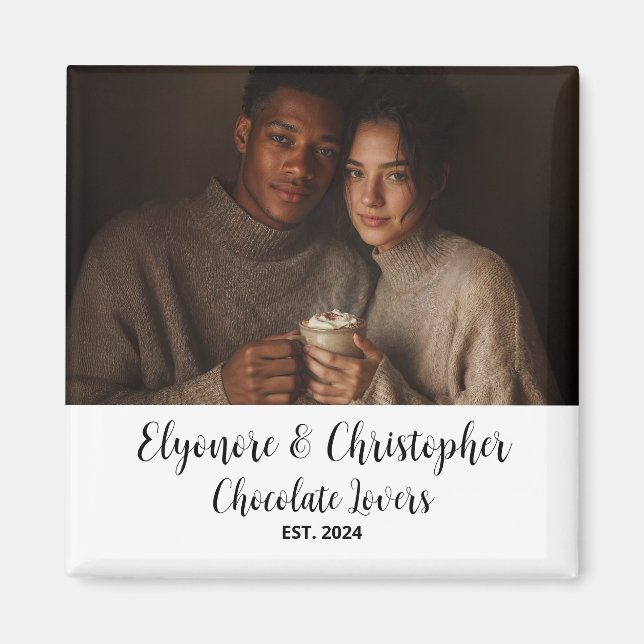 Chocolate Lovers Couple Established Photo Gift Magnet (Vorne)